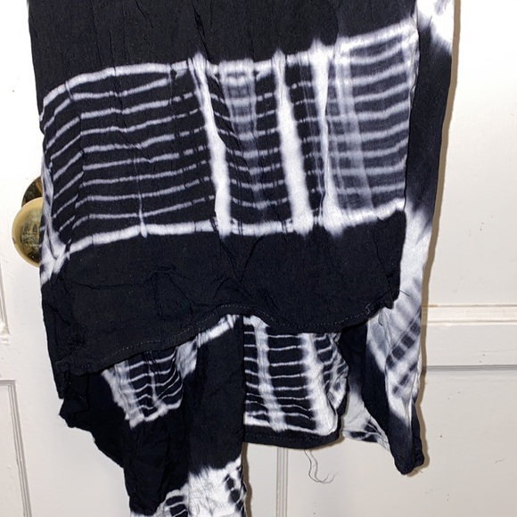 Black White Large Tie Dye Spaghetti Strap High Low Dress - Picture 10 of 13